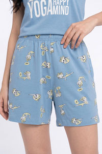 Zivame Farm Lore Knit Cotton Short Set - Glaciar Lake — thumbnail 4